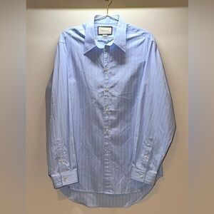 Gucci Blue and White Vertical Stripe Men's Dress Shirt